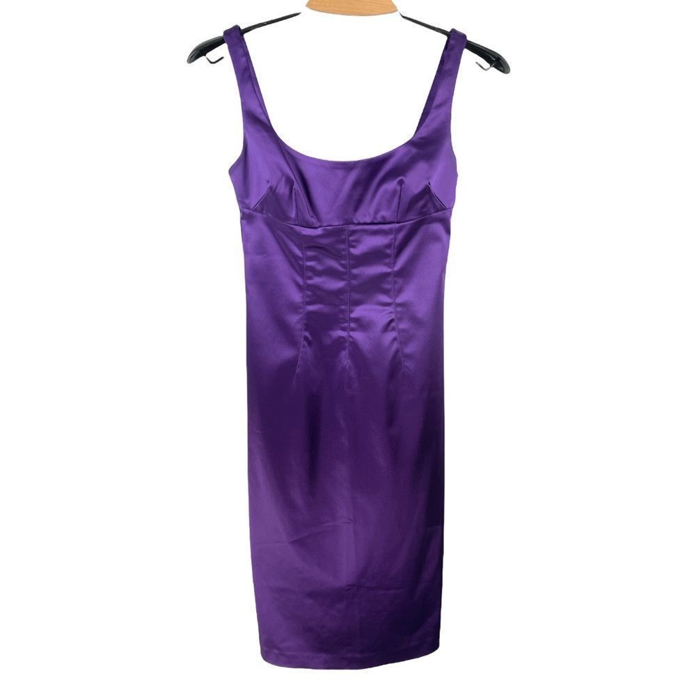 Dolce & Gabbana Purple Satin Sleeveless Midi Corset Dress Size 26/40 Small US 4 - Picture 6 of 11